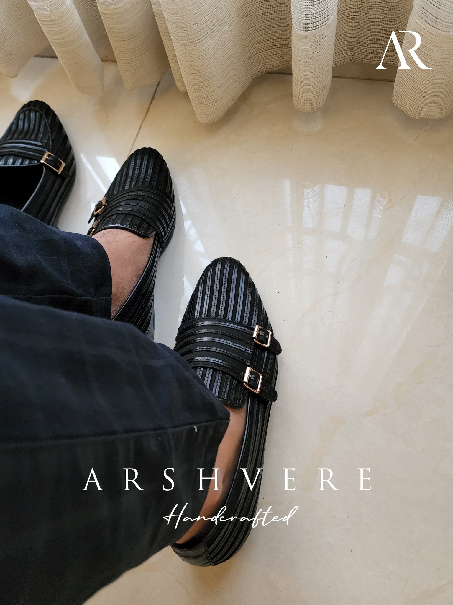 Black Star Stripe Double Monk | Arshtvre